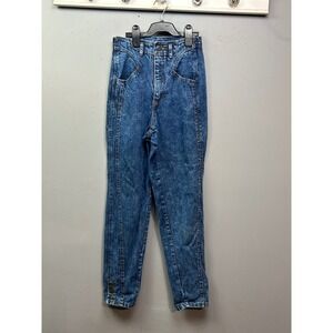 First‎ Jeans Women 0 Blue Acid Wash High Rise Tapered Western Ankle Button USA